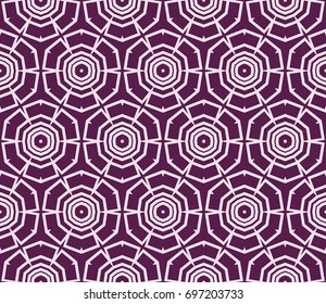 Abstract background with geometric seamless ornament. Vector illustration. Purple color