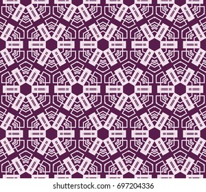 Abstract background with geometric seamless ornament. Vector illustration. Purple color