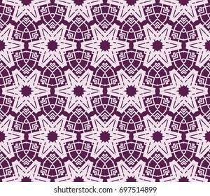Abstract background with geometric seamless ornament. Vector illustration. Purple color