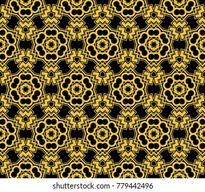 Abstract background with geometric seamless ornament. Vector illustration.