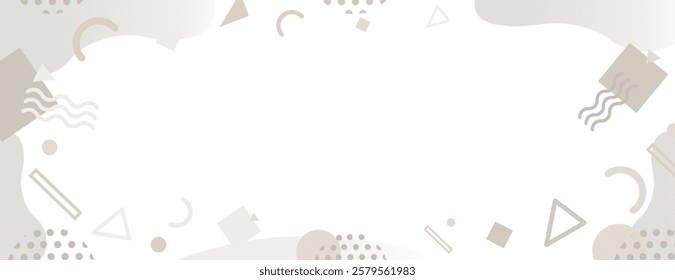 Abstract background with geometric shapes. Beige background with beige accents. Smooth texture, minimalistic style. Memphis pattern frame background. Gray background vector.