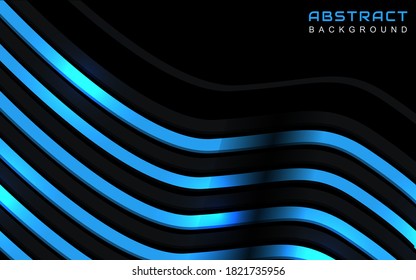 Resumen de formas geométricas de fondo con solapamiento de papel negro y azul. La plantilla moderna de diseño vectorial de diseño puede utilizarse para carteles de portada, folletos de negocios, banner corporativo, fondo de pantalla, presentación