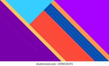 ABSTRACT BACKGROUND WITH GEOMETRIC SHAPES BLUE ORANGE PINK PURPLE FLAT COLOR DESIGN VECTOR TEMPLATE FOR WALLPAPER, COVER DESIGN