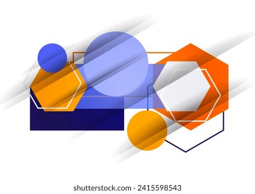 Resumen del fondo a partir de formas geométricas de círculos, rectángulos, hexágonos. Elemento para el folleto comercial, presentación y diseño de navegación de diseño web. Vector