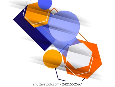 Resumen del fondo a partir de formas geométricas de círculos, rectángulos, hexágonos. Elemento para el folleto comercial, presentación y diseño de navegación de diseño web. Vector