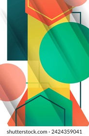 Fondo abstracto de formas geométricas de círculos, rectángulos, hexágonos. Elemento para el diseño de navegación de folletos de negocios, presentaciones y diseño web. Vector