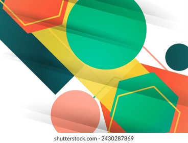 Fondo abstracto de formas geométricas de círculos, rectángulos, hexágonos. Elemento para el diseño de navegación de folletos de negocios, presentaciones y diseño web. Vector
