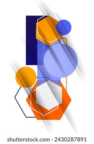 Fondo abstracto de formas geométricas de círculos, rectángulos, hexágonos. Elemento para el diseño de navegación de folletos de negocios, presentaciones y diseño web. Vector