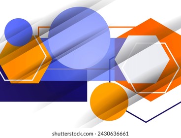 Abstract background from geometric shapes of circles, rectangles, hexagons. Element for business brochure, presentation and web design navigation layout. Vector