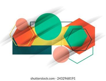 Abstract background from geometric shapes of circles, rectangles, hexagons. Element for business brochure, presentation and web design navigation layout. Vector