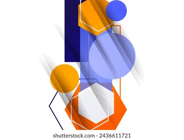 Abstract background from geometric shapes of circles, rectangles, hexagons. Element for business brochure, presentation and web design navigation layout. Vector