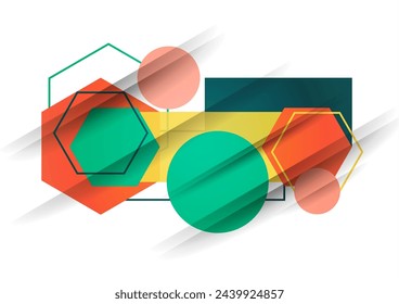 Abstract background from geometric shapes of circles, rectangles, hexagons. Element for business brochure, presentation and web design navigation layout. Vector