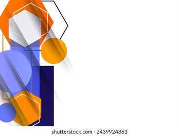 Fondo abstracto de formas geométricas de círculos, rectángulos, hexágonos. Elemento para el diseño de navegación de folletos de negocios, presentaciones y diseño web. Vector