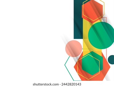 Abstract background from geometric shapes of circles, rectangles, hexagons. Element for business brochure, presentation and web design navigation layout. Vector