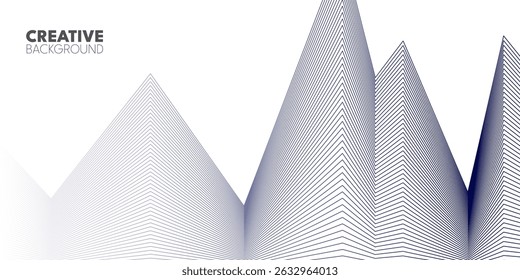 Abstract background with geometric shapes created from fine blue lines. city ​​building design.