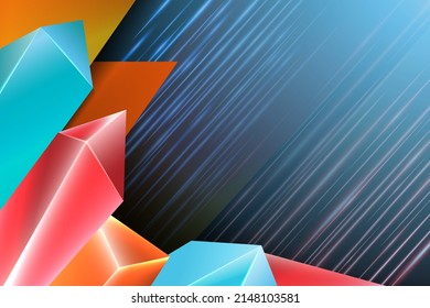fondo abstracto con formas geométricas, conceptos de diamante de cristal y superposiciones digitales de luz. ilustración vectorial