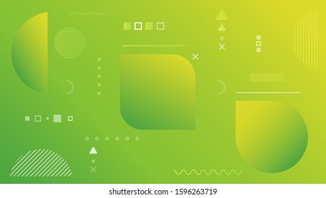 Abstract background with geometric shapes. Dynamic abstract composition Vector illustration. Design element for web banners, posters, green and yellow