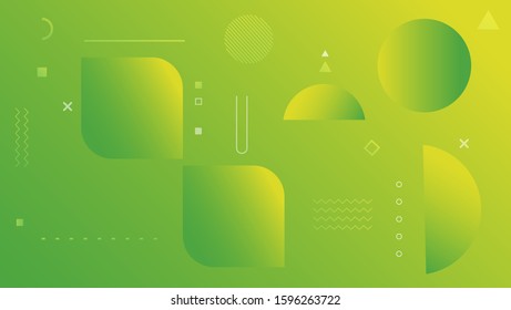 Abstract background with geometric shapes. Dynamic abstract composition Vector illustration. Design element for web banners, posters, green and yellow