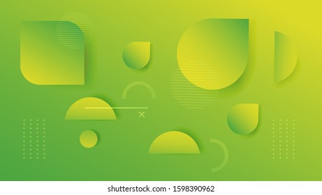 Abstract background with geometric shapes. Dynamic abstract composition Vector illustration. Design element for web banners, posters, green and yellow