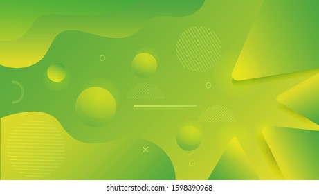 Abstract background with geometric shapes. Dynamic abstract composition Vector illustration. Design element for web banners, posters, green and yellow