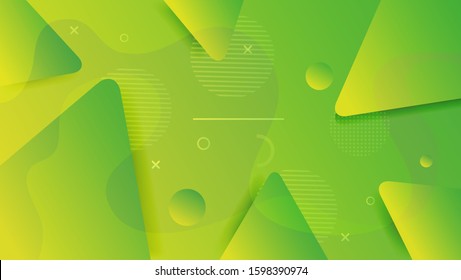 Abstract background with geometric shapes. Dynamic abstract composition Vector illustration. Design element for web banners, posters, green and yellow