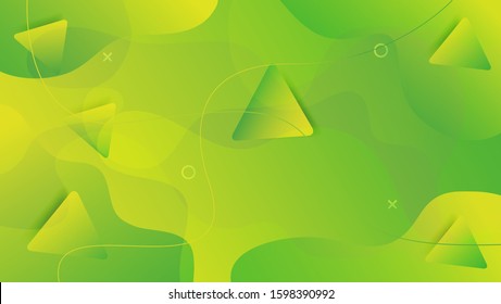 Abstract background with geometric shapes. Dynamic abstract composition Vector illustration. Design element for web banners, posters, green and yellow
