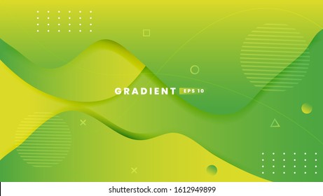 Abstract background with geometric shapes. Dynamic abstract composition Vector illustration. Design element for web banners, posters, green and yellow