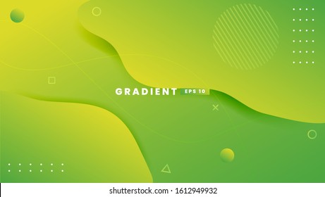 Abstract background with geometric shapes. Dynamic abstract composition Vector illustration. Design element for web banners, posters, green and yellow