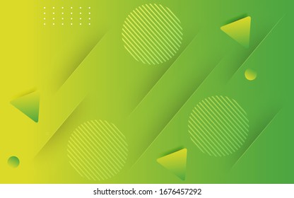 Abstract background with geometric shapes. Dynamic abstract composition Vector illustration. Design element for web banners, posters, green and yellow