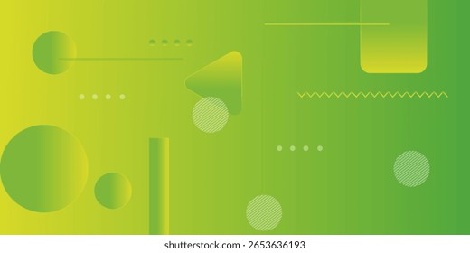Fundo abstrato com formas geométricas. Composição abstrata dinâmica Ilustração de vetor. Elemento de design para banners da Web, cartazes, verde e amarelo