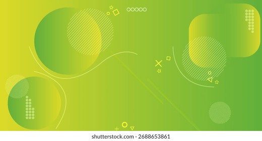 Abstract background with geometric shapes. Dynamic abstract composition Vector illustration. Design element for web banners, posters, green and yellow