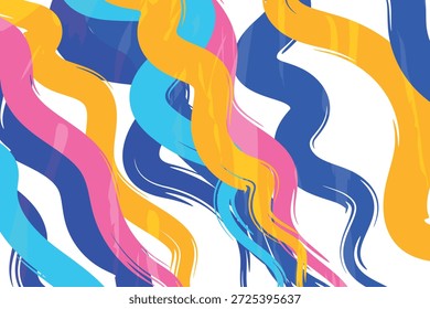 Fundo abstrato com formas geométricas. Linha colorida de efeito dinâmico. Design para pôster, banner, cartão. Padrão moderno de papel. Copiar espaço.