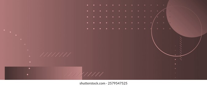 Abstract background with geometric shapes, featuring a brown background. The brown color is complemented by subtle dotted and lined textures. Geometric gradient background vector. Pink background.