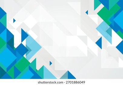 Abstract Background With Geometric Shapes and Figures in Blue Green and White for Modern Design Presentation or Banner Backdrop Vector
