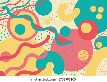 Abstrakter Hintergrund mit geometrischen Formen im flachen Stil. Ideal für Notebook-Cover. Helles, bunter, trendiges Muster. Vektorgrafik.