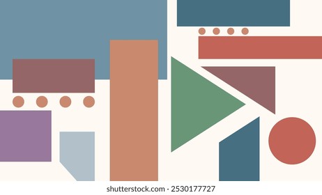 FUNDO ABSTRATO COM FORMAS GEOMÉTRICAS PLANAS PASTEL COR DESIGN VETOR MODELO PARA PAPEL DE PAREDE, DESIGN DE CAPA