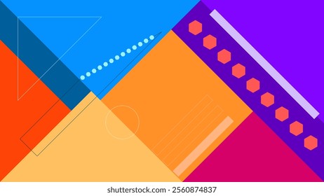 ABSTRACT BACKGROUND WITH GEOMETRIC SHAPES FLAT COLOR DESIGN VECTOR TEMPLATE FOR WALLPAPER, COVER DESIGN