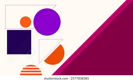 ABSTRACT BACKGROUND WITH GEOMETRIC SHAPES FLAT COLOR DESIGN VECTOR TEMPLATE FOR WALLPAPER, COVER DESIGN