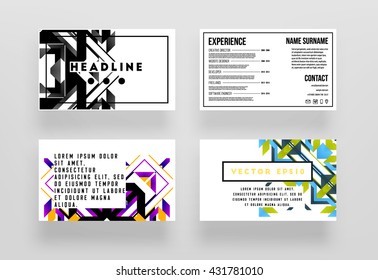 Resumo do histórico. Formas e Quadros Geométricos para Apresentação, Relatórios Anuais, Panfletos, Brochuras, Folhetos, Pôsteres, Cartões de Visita e Projeto de Folhas de Capa de Documentos. Modelo De Folha De Título A4.