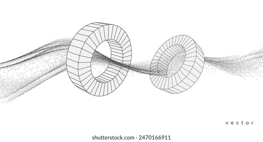 Abstract background from geometric shapes. Gradient dynamic wave of particles. Vector illustration .