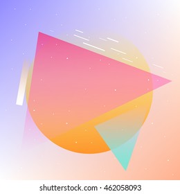 Abstract background with geometric shapes with gradients and candy colors.