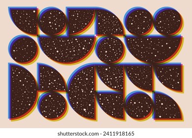 Abstract background with geometric shapes and grain textures, risograph effect. Minimal vintage design with glitch effect. Vector art horizontal poster