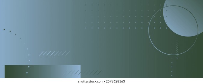 Abstract background with geometric shapes. The background is green with a gradient texture. Green circles and lines add depth. Geometric gradient background vector. Green background.