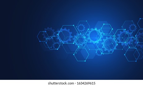 Abstract background with geometric shapes and hexagon pattern. Vector illustration for medicine, technology or science design