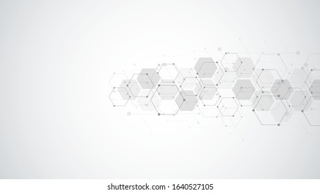 Abstract background with geometric shapes and hexagon pattern. Vector illustration for medicine, technology or science design