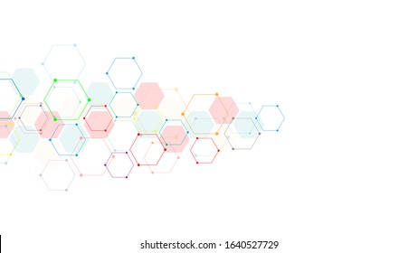 Abstract background with geometric shapes and hexagon pattern. Vector illustration for medicine, technology or science design
