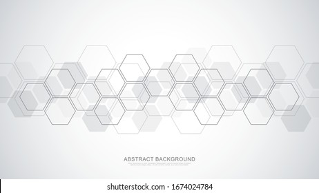 Abstract background with geometric shapes and hexagon pattern. Vector illustration for medicine, technology or science design