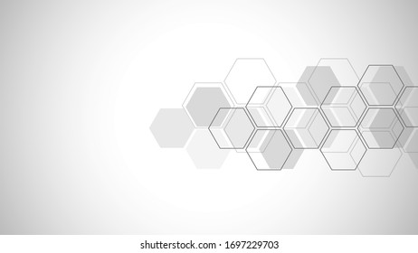 Abstract background with geometric shapes and hexagon pattern. Vector illustration for medicine, technology or science design