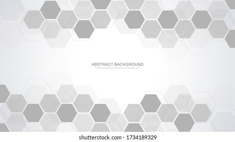 Fondo abstracto con formas geométricas y patrón hexágono. Ilustración vectorial para medicina, tecnología o diseño científico