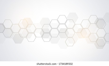 Abstrakter Hintergrund mit geometrischen Formen und Hexagon-Muster. Vector Illustration für Medizin, Technologie oder Wissenschaftsdesign